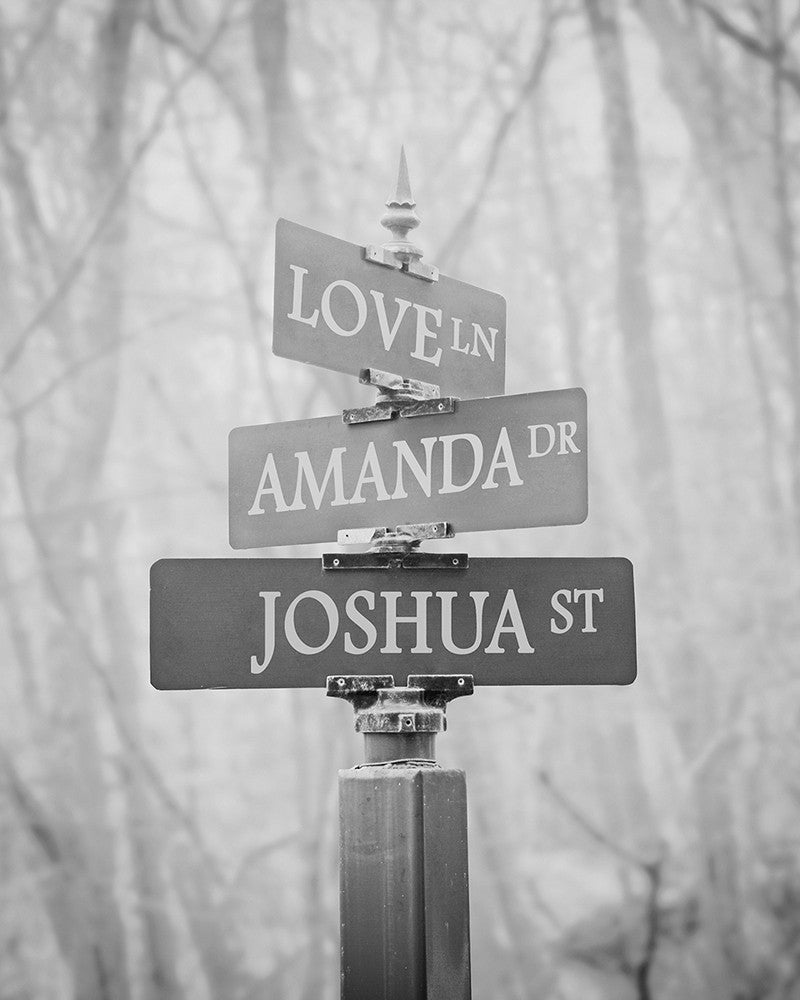 personalized street sign wall art black and white