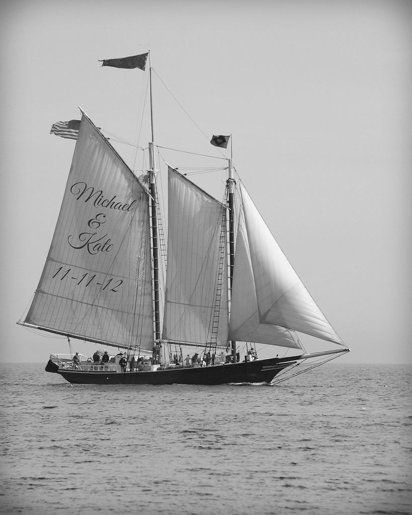 personalized sailing art black and white