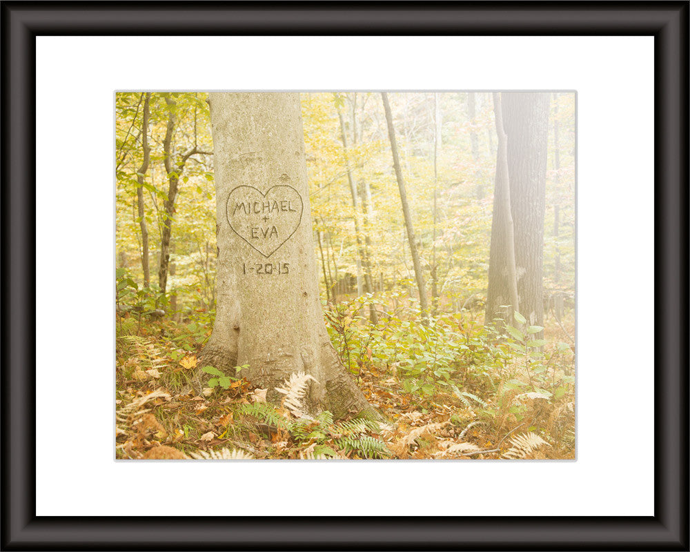 personalized print with carved tree